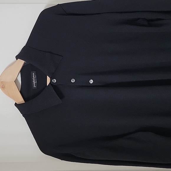 joseph&Iyman Mens Size XL 100% Extra Fine Merino Wool Black Sweater, 1/4 Button - Picture 3 of 9